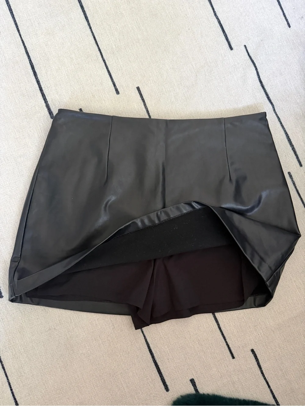 Abercrombie Black Faux Leather Mini Skort